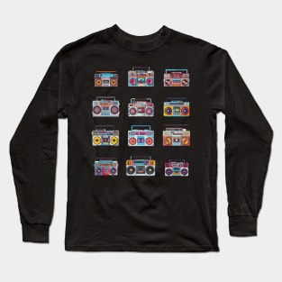 12 Colorful Boomboxes from the 1980s Long Sleeve T-Shirt